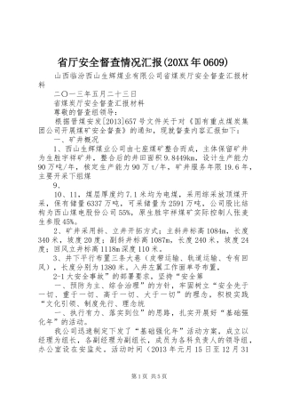 省厅安全督查情况汇报(20XX年0609) 