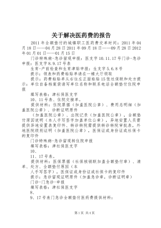 关于解决医药费的报告 