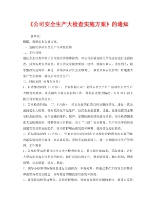 《安全管理文档》之《公司安全生产大检查实施方案》的通知 