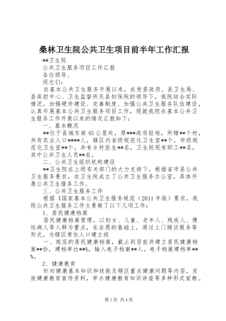 桑林卫生院公共卫生项目前半年工作汇报 