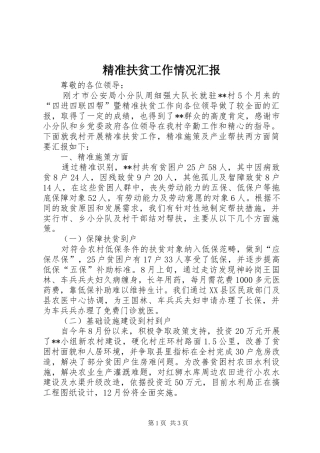 精准扶贫工作情况汇报 