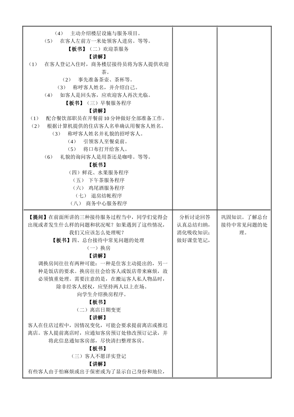 《前厅服务与管理》教案 第四章 总台服务_第3页