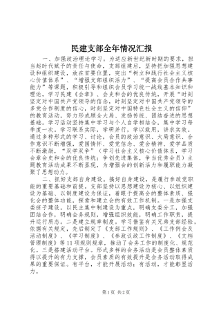 民建支部全年情况汇报 