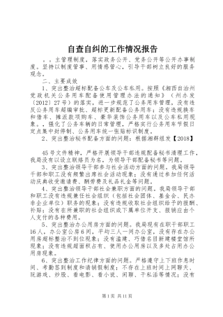 自查自纠的工作情况报告 