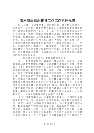 农村基层组织建设工作工作自评报告 
