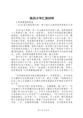 陕西少华汇报材料 