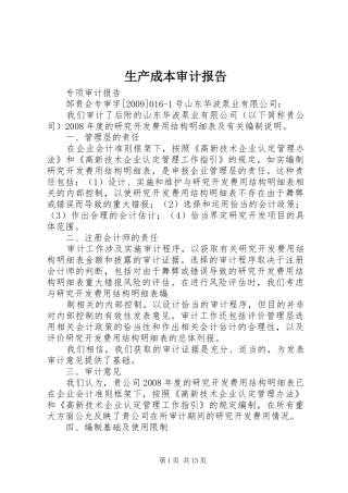 生产成本审计报告 