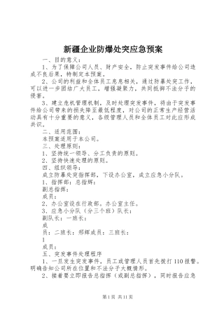 新疆企业防爆处突应急预案