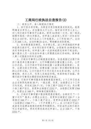 工商局行政执法自查报告