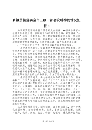 乡镇贯彻落实全市三级干部会议精神的情况汇报8 
