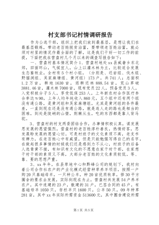 村支部书记村情调研报告 