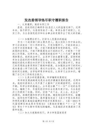 发改委领导恪尽职守履职报告 