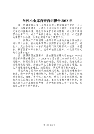 学校小金库自查自纠报告20XX年