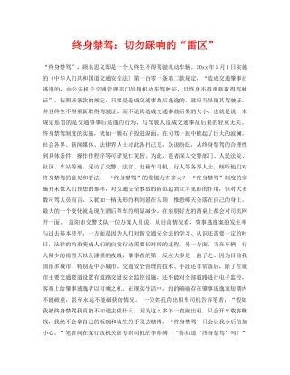 《安全常识-灾害防范》之终身禁驾切勿踩响的“雷区” 