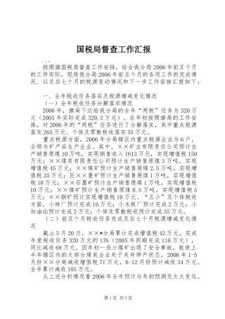 国税局督查工作汇报 