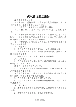 煤气管道漏点报告 