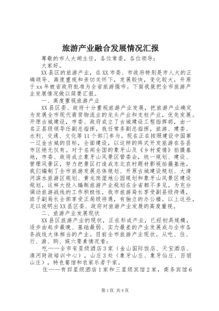 旅游产业融合发展情况汇报 