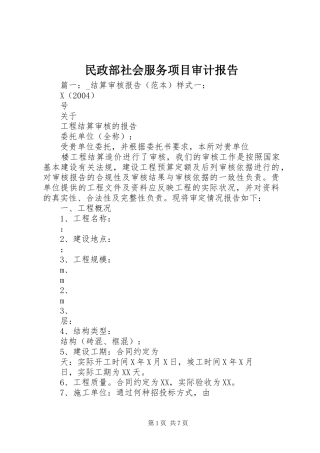 民政部社会服务项目审计报告 