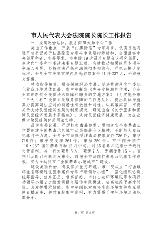 市人民代表大会法院院长院长工作报告 