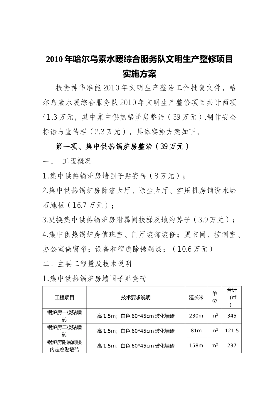 XXXX年哈尔乌素水暖综合服务队文明生产整修项目实施方案_第2页