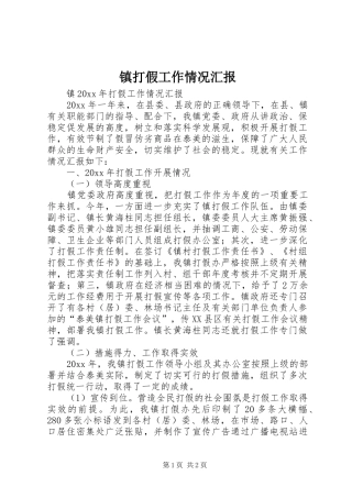 镇打假工作情况汇报 