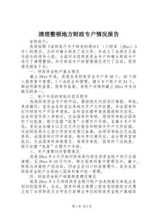 清理整顿地方财政专户情况报告 
