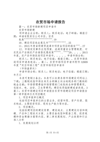 农贸市场申请报告 