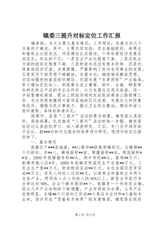 镇委三提升对标定位工作汇报 