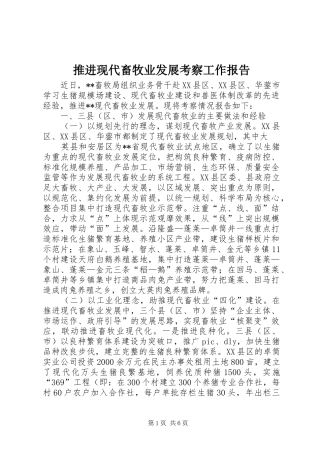 推进现代畜牧业发展考察工作报告 