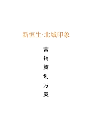 合肥新恒生;北城印象营销策划方案
