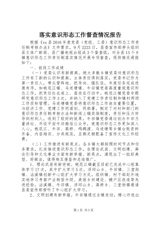 落实意识形态工作督查情况报告 