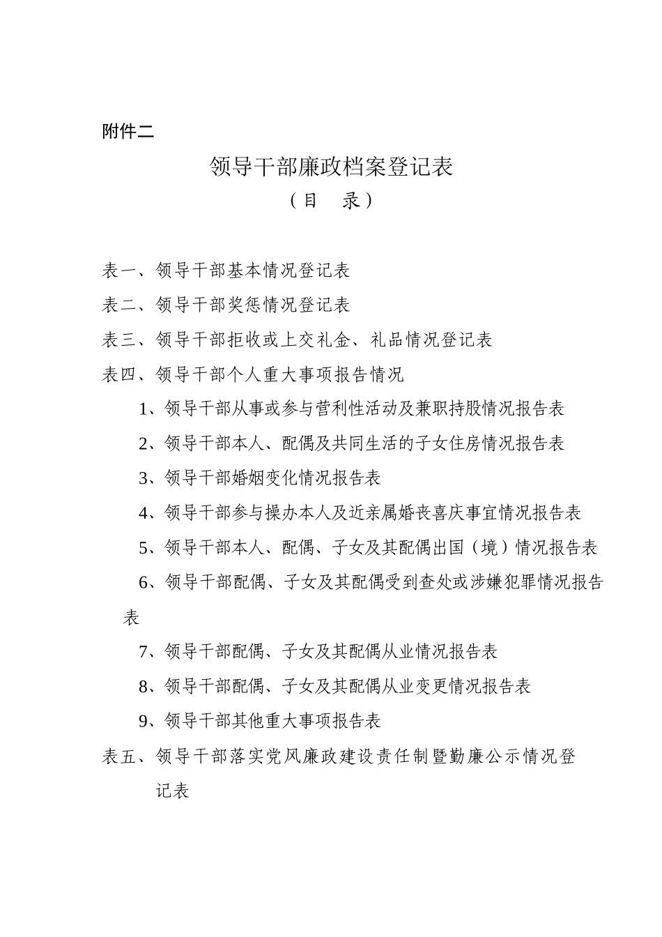 领导干部廉政档案登记表汇编_第1页