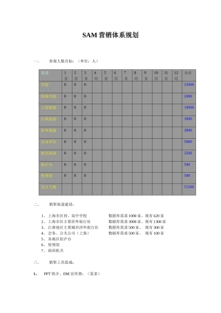 SAM营销体系规划