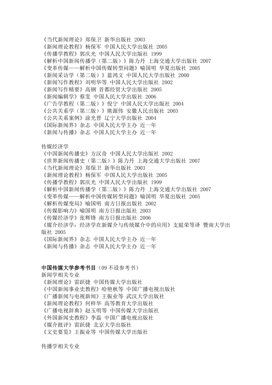 Tcouta全国20所重点院校 新闻传播类考研参考书目大汇总_第3页