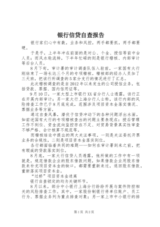 银行信贷自查报告 