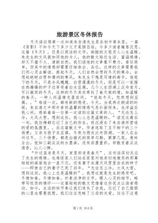 旅游景区冬休报告 