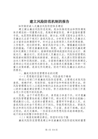 建立风险防范机制的报告 