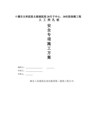 十堰市太和医院太极湖医院人工挖孔桩施工方案(专家论证)