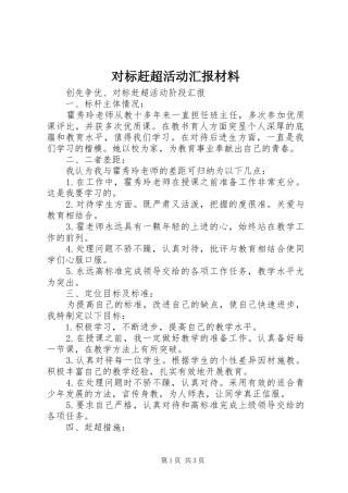 对标赶超活动汇报材料 
