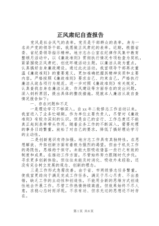 正风肃纪自查报告 