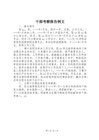 干部考察报告例文 