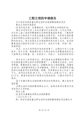 工程立项的申请报告 
