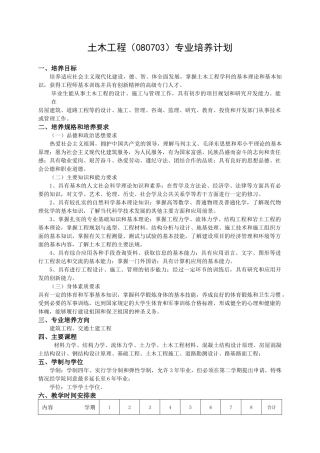 土木工程(080703)专业培养计划
