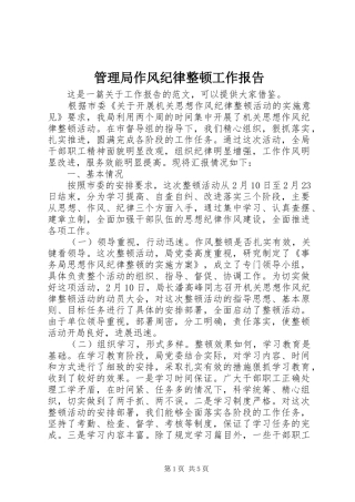 管理局作风纪律整顿工作报告 