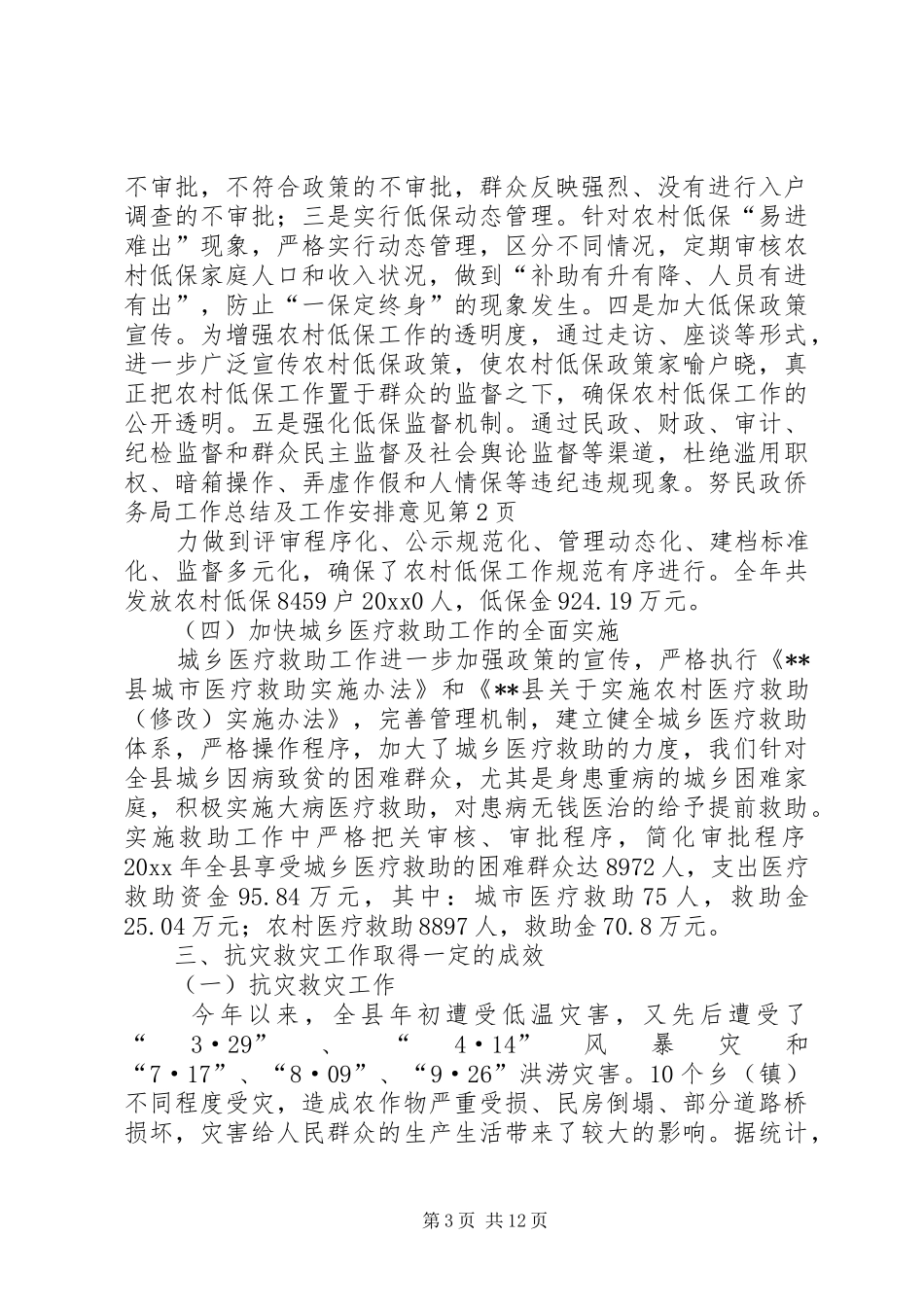 民政侨务局工作总结及工作安排意见_第3页