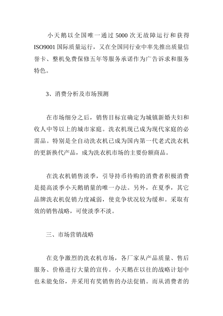 小天鹅公司市场营销战略报告_第3页