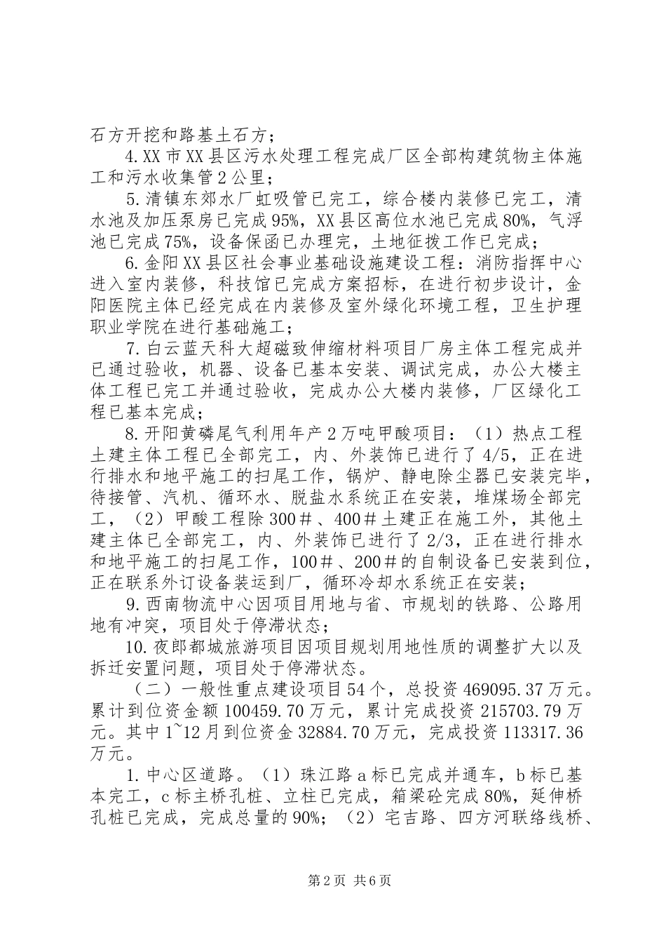 关于全县重点项目建设情况的报告 _第2页