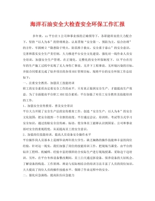 《安全管理文档》之海洋石油安全大检查安全环保工作汇报 