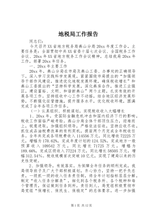 地税局工作报告 