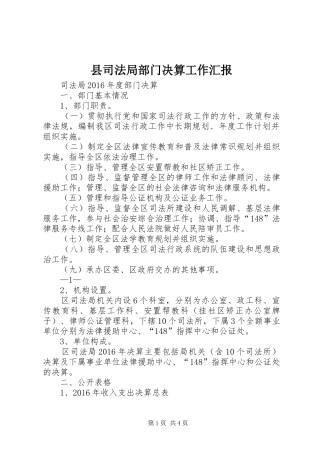 县司法局部门决算工作汇报 